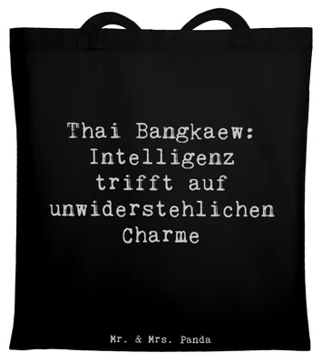 Produktbild von Mr. & Mrs. Panda Shopping Tasche Spruch Thai Bangkaew Charme - Schwarz - Geschenk, doppeltes Fell, Hunderassen Eigenschaften, Pflege, Einkaufstüte, Laptoptasche, Beutel