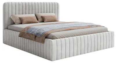 Produktbild von Selsey SALIANO - Polsterbett mit Samtbezug und Stauraum, Taubengrau, 140x200 cm