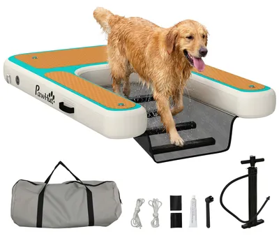 Produktbild von PawHut Aufblasbare Hunde Wasserrampe Tragbare Hunderampe Pool 151x102 cm