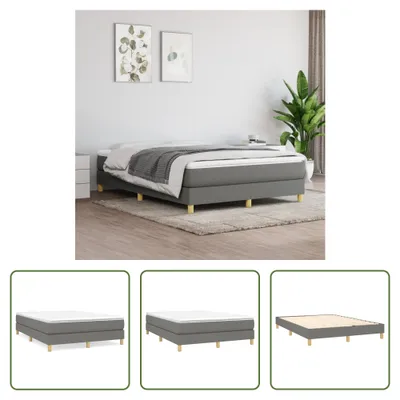 Produktbild von The Living Store Bettgestell Dunkelgrau 140x190 cm Stoff