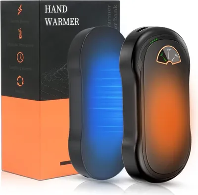 Produktbild von Handwärmer, Powerbank, 2er Set Handwärmer Elektrisch, 10000mAh Powerbank, USB Wiederverwendbar Tragbarer Handwärmer, 3 Wärmestufen