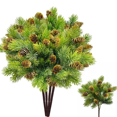 Produktbild von Solidchoice – Set aus 4 künstlichen Tannenzweigen mit Tannenzapfen zur Weihnachtsdekoration