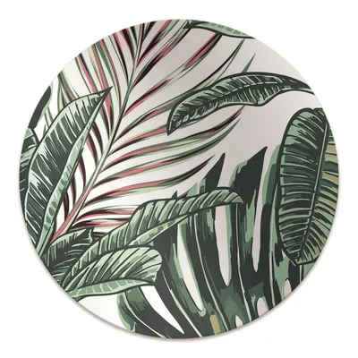 Produktbild von Rundmatte - Stuhlunterlage Bürostuhlunterlage - Rund Ø 100 cm - Bodenmatte - Fußmatte - Tropische Palme