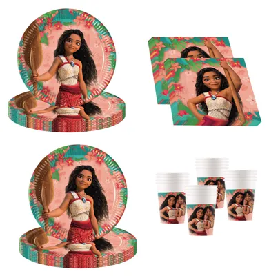 Productafbeelding van Vaiana feestdecoratie set voor kinderfeestjes, themafeest, tafeldecoratie, 52-delig.