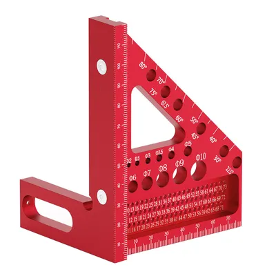 Produktbild von Winkelmesser für Holzbearbeitung, 45/90-Grad-Zimmermannswinkel, Aluminium-Lineal für Holzbearbeitung, Dreieckslineal, Anreißer