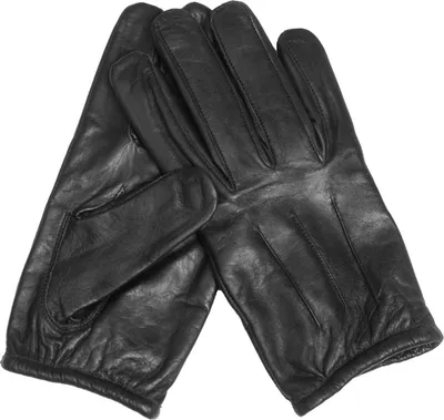A pair of black leather gloves.