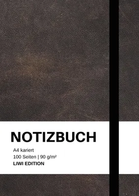Produktbild von Notizbuch A4 kariert - 100 Seiten Soft Cover schwarz -Papier