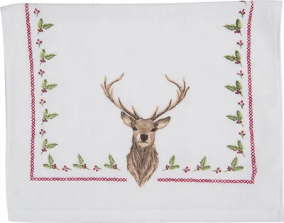 Produktbild von Clayre & Eef Gästehandtuch 40x66 cm Beige Braun Baumwolle Hirsch