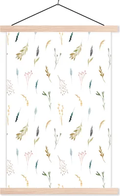 Produktbild von MuchoWow® Textilposter Blumen - Pastell - Collage 60x90 cm mit holzfarbenen Rahmen - Textil