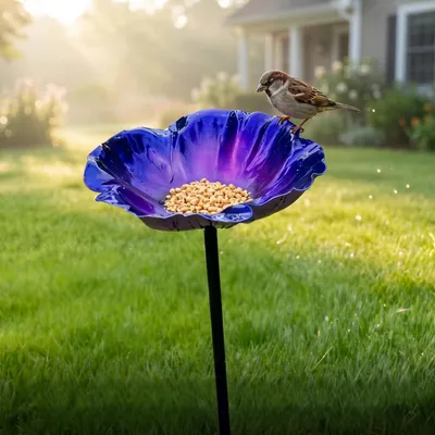 Produktbild von Gartenstecker Metall Blumenform Vogeltränke Insekten- & Bienentränke Rostfrei