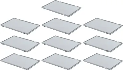 Produktbild von SparSet 10x Scharnierdeckel für Eurobehälter | HxBxT 2,7x40x60cm