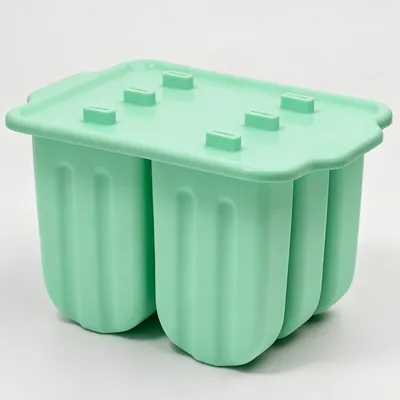 Eisform aus Silikon, 6 Mulden, mit Deckel, grün