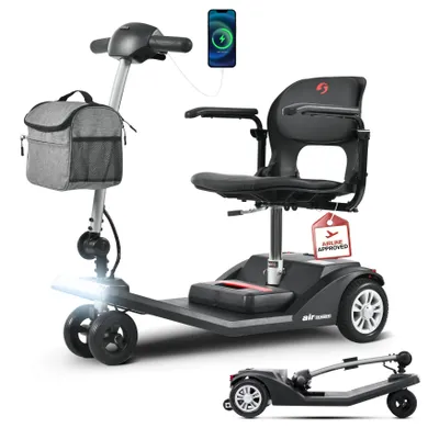 Produktbild von Klappbares Seniorenmobil Elektromobil, – robuster Aluminiumrahmen, 12Ah Akku (15 km Reichweite), kraftvoll, tragbar, schwarz