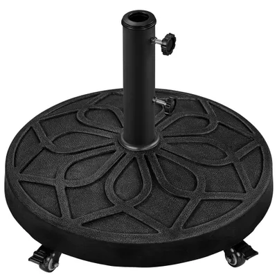 Produktbild von Yaheetech Sonnenschirmständer mit Rollen 21 kg, rollbarer Schirmständer bis 38/48 mm, Schirmhalter Balkonschirmständer, Schwarz