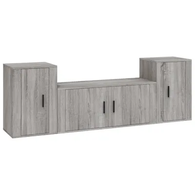 Image de vidaXL Ensemble de meubles TV 3 pièces Gris Sonoma Bois composite