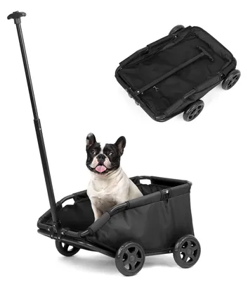 Produktbild von Faltbarer Hundewagen für kleine Haustiere mit eingebautem Kissen (Schwarz)