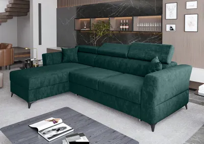Produktbild von AX LIVING Ecksofa klein mit Schlaffunktion Bettkasten Ribella 265 cm türkis L-Form Links