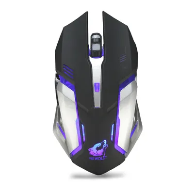 Obrázek produktu pro X7 bezdrátová herní myš dobíjecí tichá LED podsvícená USB optická ergonomická myš pro herní notebook, (černá)