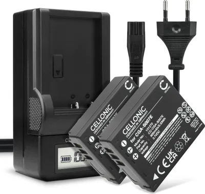 Produktbild von CELLONIC 2x Akku für Kamera Kompatibel mit Panasonic Lumix DMC-TZ5, Lumix DMC-TZ3, Lumix DMC-TZ4, CGA-S007 - (900mAh, 3.7V) + Ladegerät