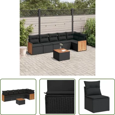 Produktbild von The Living Store 7-tlg. Garten-Sofagarnitur mit Kissen Schwarz Poly Rattan