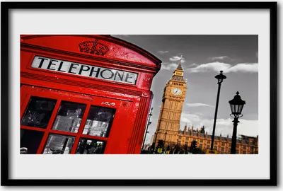 Produktbild von Bild 60x40 MDF-Rahmen Wandkunst Telefonzelle London