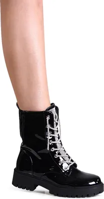 Produktbild von topschuhe24 2959 Damen Plateau Stiefeletten Glitzer Boots , Farbe:Schwarz Lack, Größe:36 EU