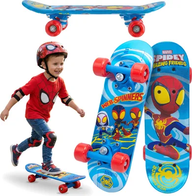 Produktbild von MARVEL Spidey and His Amazing Friends Kinder-Skateboard, 42 cm, rutschfestes Deck, leicht und stabil bis 20 kg