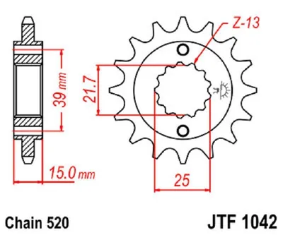 Produktbild von JTSPROCKETS vorne JTF1042.16 Kettenritzel
