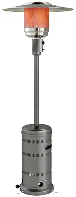 Obrázek produktu pro Plynový terasový ohřívač – butan – 13 000 W – piezozapalování – ochrana proti převrácení – kolečka – 82 × 82 × 222 cm – šedý