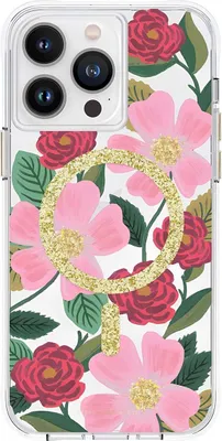 Immagine prodotto di Rifle Paper Clear MagSafe - Custodia decorata in oro per iPhone 14 Pro Max (Rose Garden)