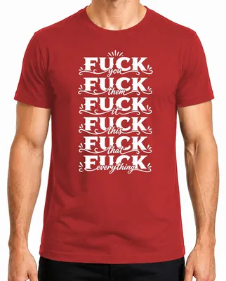Productafbeelding van "Fuck You, Zij, Het, Dit, Dat, Alles," grappig, provocerend, heren T-shirt, rood, XXL