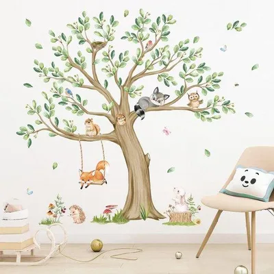 Produktbild von Wandsticker Baum mit Waldtieren für Kinderzimmer