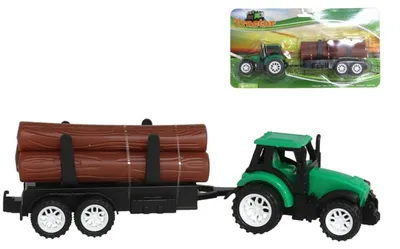 Productafbeelding van Gerimport Tractor met aanhanger en 3 boomstammen