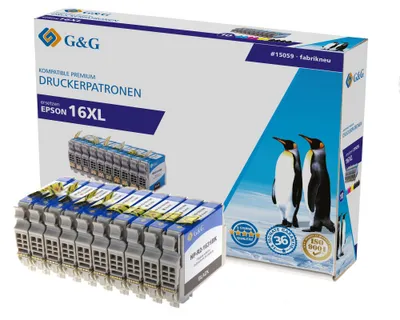 Immagine prodotto di Inchiostro G&G sostituisce Epson 16XL, T1631, T1632, T1633, T1634, T1636 Compatibile Confezione da 10 Nero, Ciano, Magenta, Giallo 15059