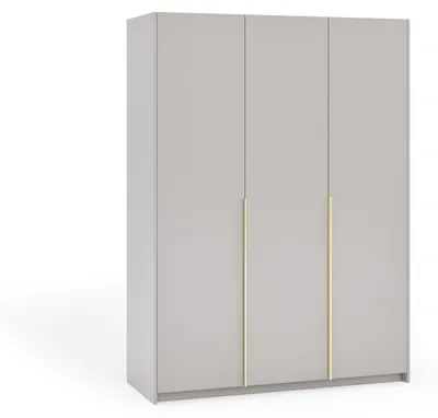 Produktbild von Kleiderschrank BENTON 3-türig, Garderobenschrank 148 cm, Schlafzimmerschrank mit 2 Kleiderstangen, Moderner Drehtürenschrank, Kaschmir