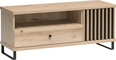 Produktbild von Minio, TV-Schränk "CALI 7", Lamellen, 124 cm, mit Metallbeine, Artisan Eiche / Schwarze Farbe