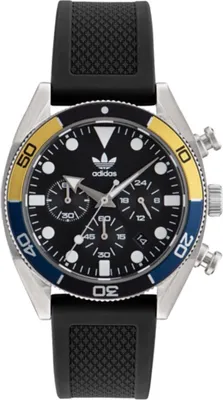A close-up studio shot of an Adidas Originals men's watch.