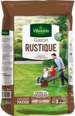Obrázek produktu pro VILMORIN Trávníkové semeno Rustikal, 15 kg, plocha 600–900 m², vysoká klíčivost