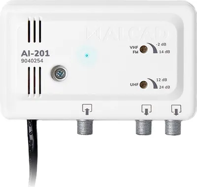 Zdjęcie produktu dla Wzmacniacz antenowy szerokopasmowy 2 TV VHF UHF AI-201 ALCAD