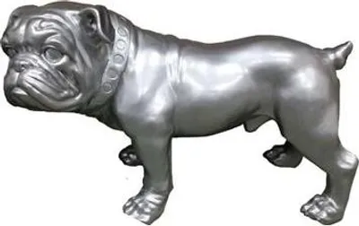 Image de Chien argenté abstrait design sculpture salon décoration statuette