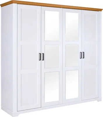 Produktbild von Inter Link Maluno Kleiderschrank Massivholz Kiefer Weiß/Oak Colori