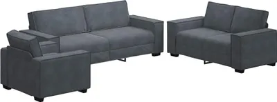 Immagine prodotto di vidaXL Set divano 3 pezzi con cuscini in velluto grigio scuro