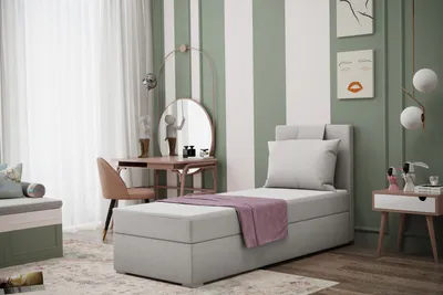 Produktbild von Kaiser Möbel Boxspringbett mit bettkasten matratze topper AMANDA 100 cm Hellgrau