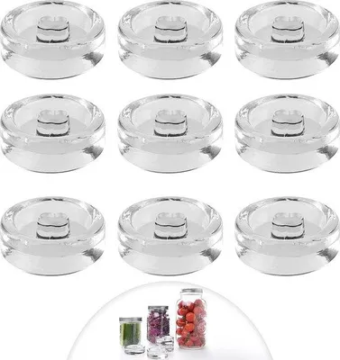 Imagen del producto de Uniqoos® Juego de 9 pesos de fermentación de vidrio: aptos para uso alimentario, base plana y asa práctica para frascos de boca ancha, ideales para fermentar chucrut, pepinillos, kimchi, etc