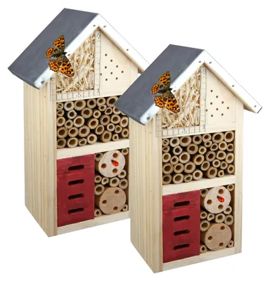 Produktbild von 2 x Insektenhotel - Bienenhaus - Höhe 26 cm - Insektenhaus aus Holz