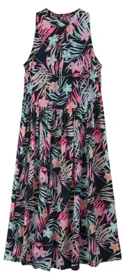 Produktbild von s.Oliver Loose Fit Midikleid aus Viskose mit Blumenmuster und Knopfverschluss-Schlitz