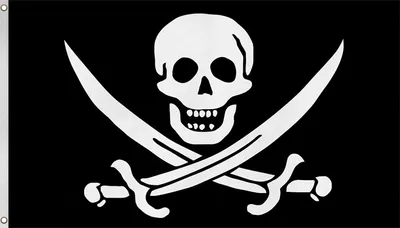 A pirate flag with a skull and crossbones design.