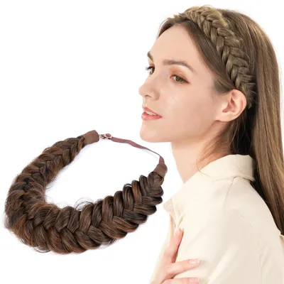 Produktbild von Solidchoice – Elastisches, geflochtenes Haargummi aus synthetischen Haaren (Rotbraun)