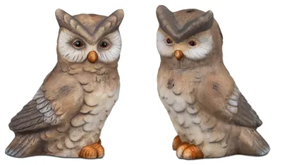 Produktbild von 2er Set Dekofiguren Eulen HERBSTZEIT H. 17cm braun aus Steingut Formano H25