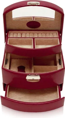 Produktbild von WINDROSE Schmuckschatulle Merino Moda Jewellery Box Automatic Red weinrot